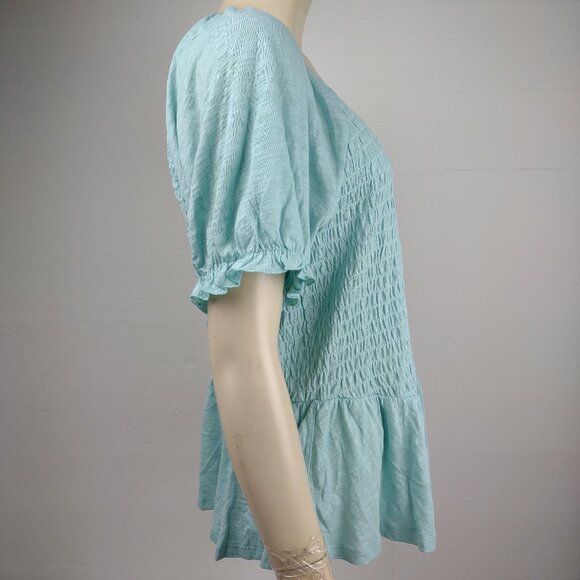 NWT Torrid teal green smocked waist peplum top blouse ladies womens 1X - Picture 3 of 9